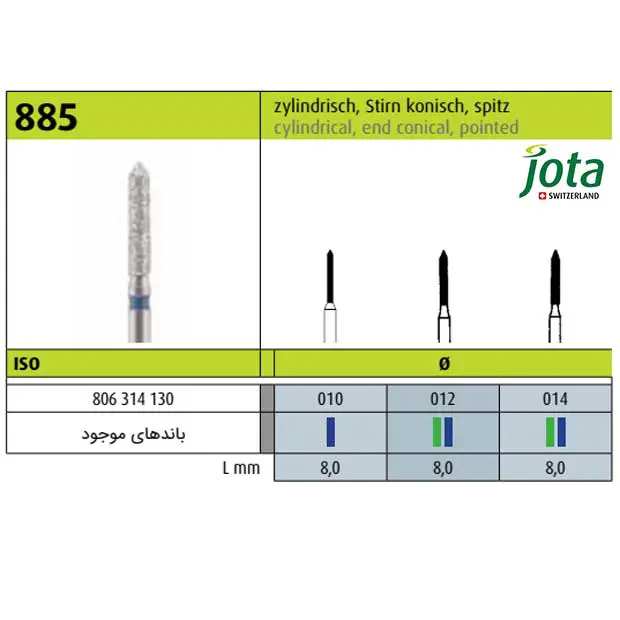 فرز الماسی تراش توربین استوانه ای با انتهای مخروطی تیز - 8 جوتا - 2
