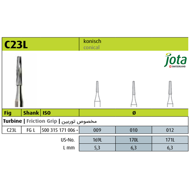 فرز کارباید مخروطی بلند C23L - جوتا - 2