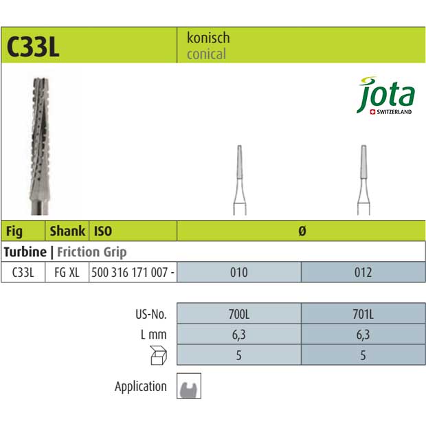 فرز کارباید مخروطی بلند C33L - جوتا - 2