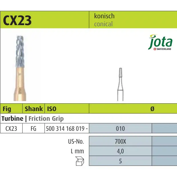 فرز کارباید توربین برش روکش و برداشت آمالگام مخروطی CX23 - جوتا - 2