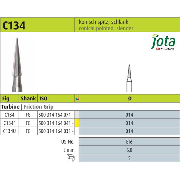 فرز کارباید پرداخت مخروط متمرکز باریک - 6mm - C134 - جوتا - 2