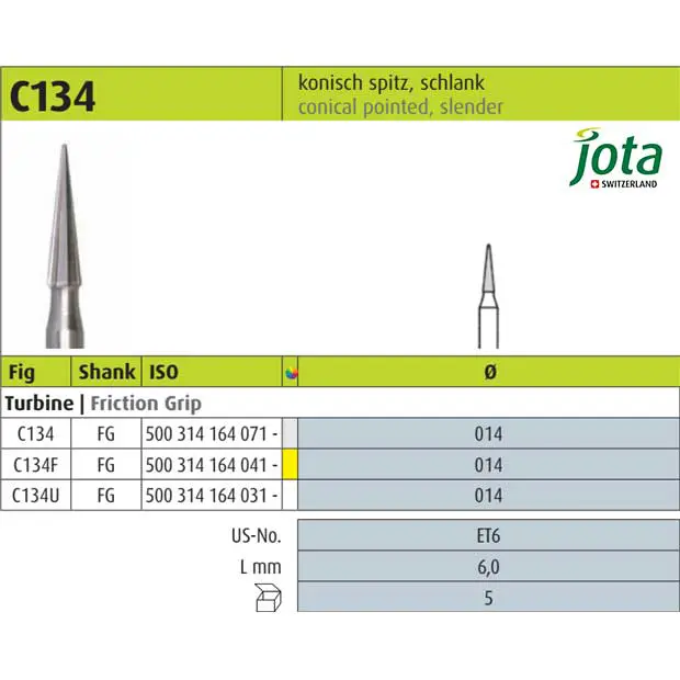 فرز کارباید توربین پرداخت مخروط متمرکز باریک - 6mm - C134 - جوتا - 2