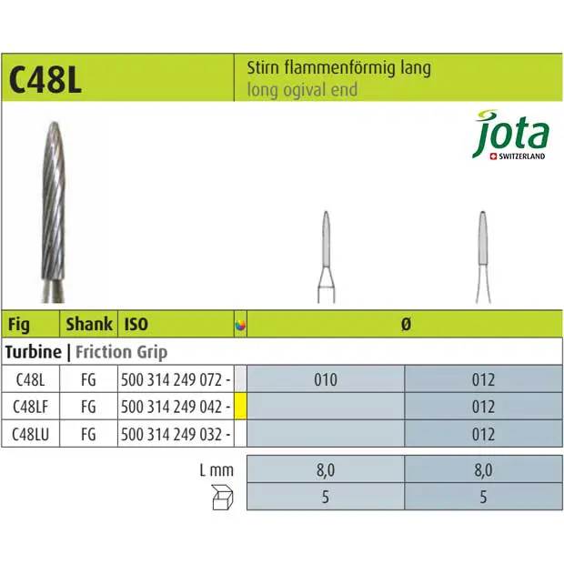 فرز کارباید توربین پرداخت بلند با انتهای نوک تیز - C48L - جوتا - 2