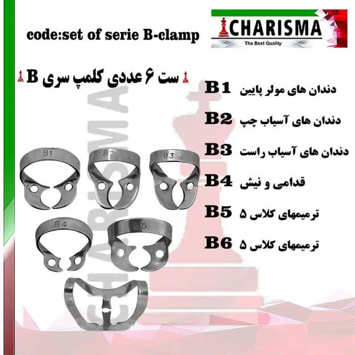 ست 6 عددی کلمپ سری B استیل- کاریزما