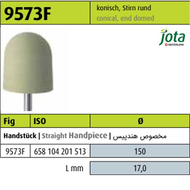 مولت پرداخت آکریل هندپیس مخروطی با انتهای گنبدی زرد - 9573F - جوتا - 2