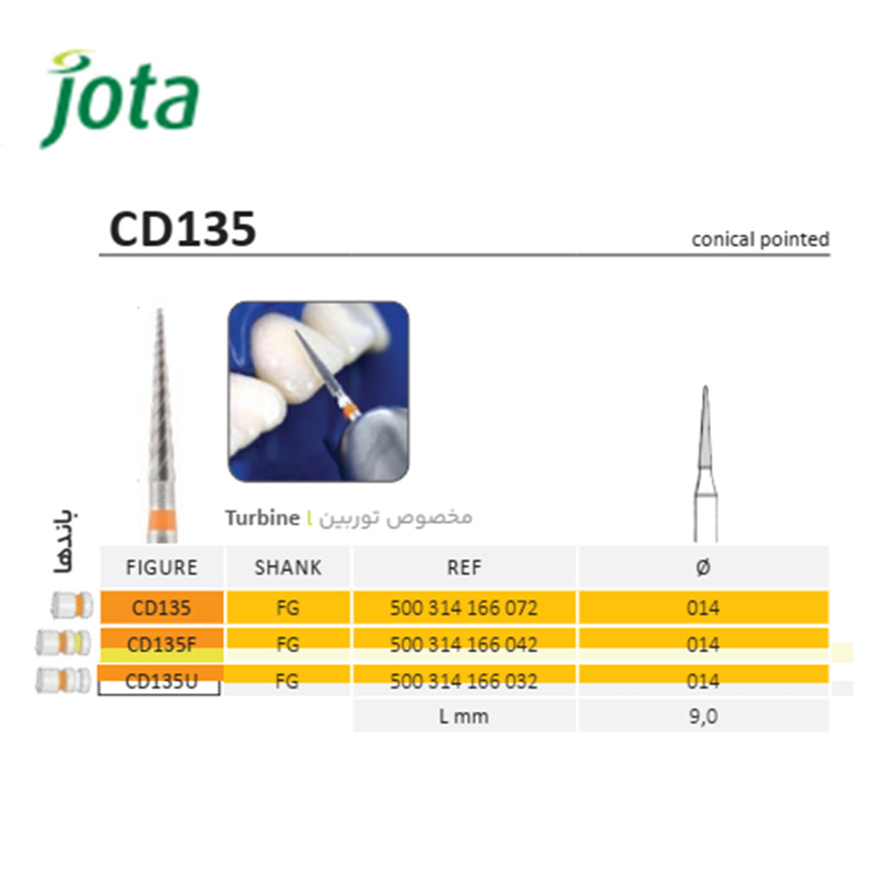 فرز کارباید پرداخت کامپوزیت نیدل بلند - CD135 - جوتا - 2